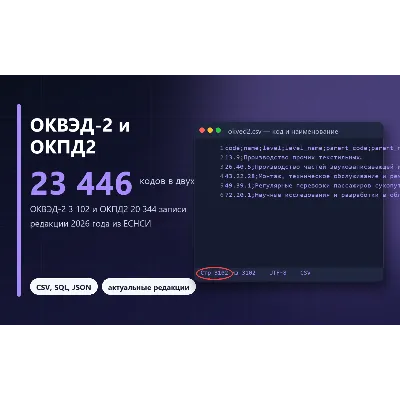 Классификаторы ОКВЭД-2 и ОКПД2 (актуальные редакции, CSV + SQL + JSON) - irongamers.ru