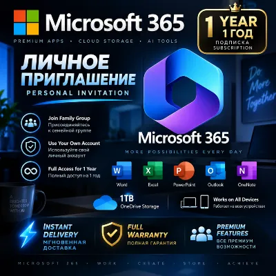 MICROSOFT 365 | 1 ГОД | ПЕРСОНАЛЬНОЕ ПРИГЛАШЕНИЕ | МГНОВЕННАЯ ДОСТАВКА | ПОЛНАЯ ГАРАН - irongamers.ru