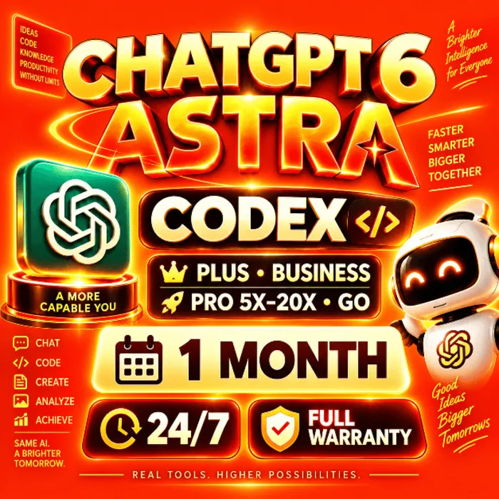 [24 · 7] CHATGPT GPT-6 ASTRA + CODEX · PLUS · BUSINESS · PRO 5X · 20X · GO · ГАРАНТИЯ