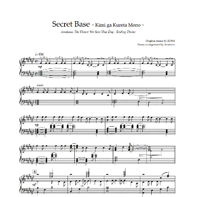 Ноты Animenz - Secret Base (Kimi ga Kureta Mono) - AnoHana ED - irongamers.ru