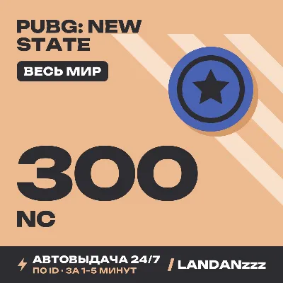 PUBG: New State 300 NC | Пополнение по ID | Весь мир | Автодоставка 24/7