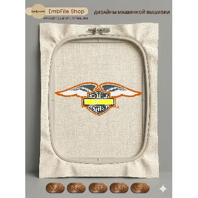Дизайн машинной вышивки "Эмблема Harley с крыльями" - irongamers.ru
