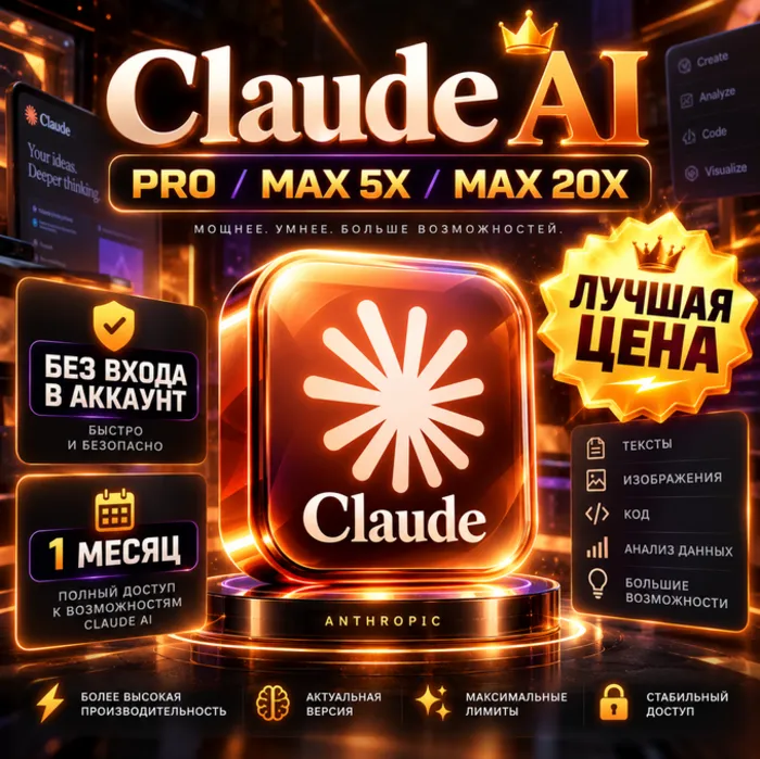 CLAUDE AI · PRO · MAX 5X · MAX 20X · БЕЗ ВХОДА В АККАУНТ · 1M · ANTHROPIC