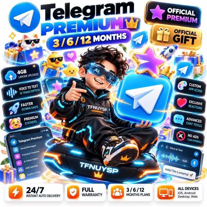 Telegram Premium 3 · 6 · 12 Месяцев МОМЕНТАЛЬНАЯ АВТОВЫДАЧА 24 · 7