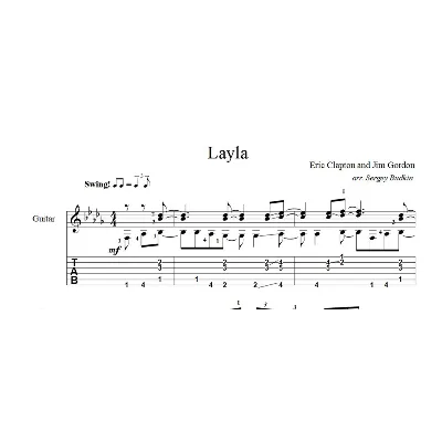 Layla (Эрик Клэптон) ноты для гитары - irongamers.ru