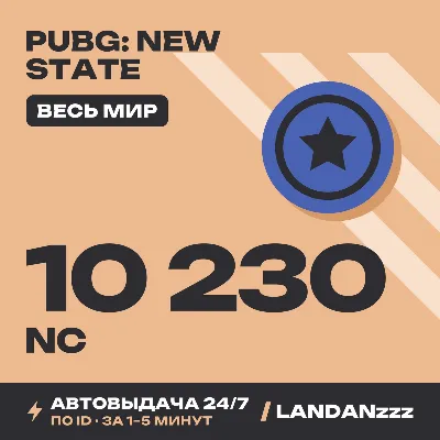 PUBG: New State 10230 NC | Пополнение по ID | Весь мир | Автодоставка 24/7