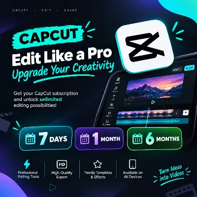 Подписка CapCut Pro — учетная запись на 7 дней / 1 месяц / 6 месяцев (глобальная) - irongamers.ru