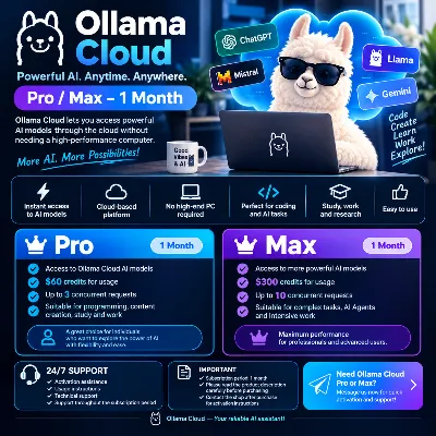OLLAMA CLOUD PRO / MAX – 1 МЕСЯЦ | ПОДДЕРЖКА 24/7 - irongamers.ru