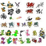 Драконы в векторе - клипарт