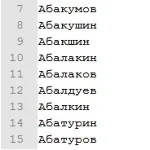 Список русских фамилий (16627 фамилий одним списком)