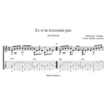 Es si tu n´existais pas (Joe Dassin). Табулатура и ноты