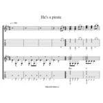 Табулатура Пираты Карибского моря. Для двух гитар.