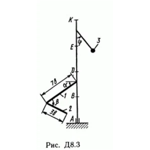 Решение задачи Д8 В37 (рис 3 усл 7) теормех Тарг 1989 г