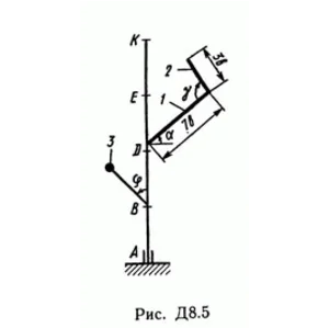 Решение задачи Д8 В57 (рис 5 усл 7) теормех Тарг 1989 г