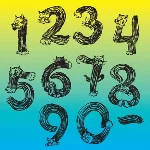 Векторные рисованные цифры в виде кошек