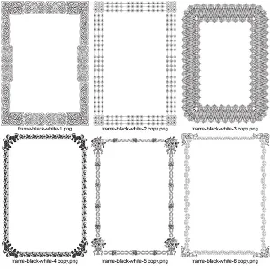Черно-белые векторные орнаментальные рамки