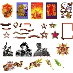 клипарт для 9го мая - ленты, звезды, лавры, открытки