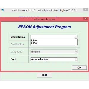 Adjustment program Epson L810, L850
