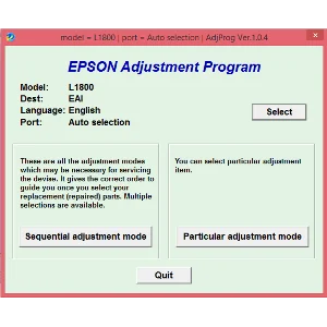 Adjustment program Epson L1800