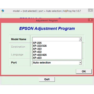 Adjustment program Epson XP-225, XP-322, XP-323,XP-423