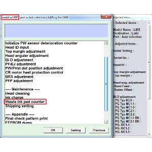 Adjustment program Epson L805