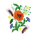 Дизайн машинной вышивки цветы маки васильки 140х170 мм.