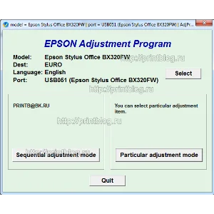 Adjustment program Epson Stylus Office BX320FW (EURO)