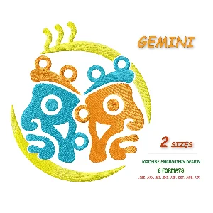 Знак зодиака Близнецы. Дизайн машинной вышивки 2 разм.