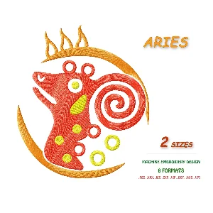 Знак зодиака Овен. Дизайн машинной вышивки 2 размера