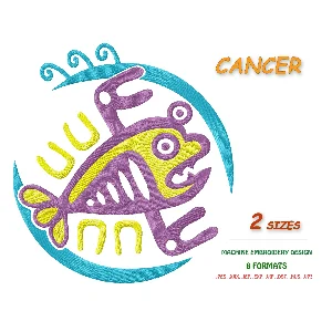 Знак зодиака Рак. Дизайн машинной вышивки 2 размера