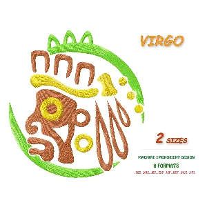 Знак зодиака Дева. Дизайн машинной вышивки 2 размера
