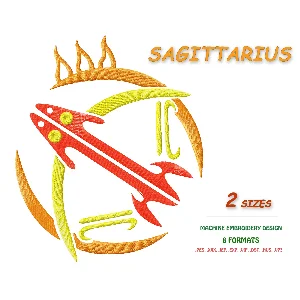 Знак зодиака Стрелец. Дизайн машинной вышивки 2 размера