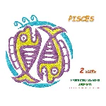 Знак зодиака Рыбы. Дизайн машинной вышивки 2 размера