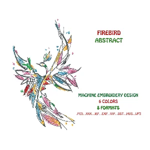 Дизайн для машинной вышивки. Абстрактная жарптица.