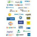 Логотипы электронных платежных систем: WebMoney, Яндекс