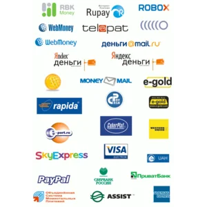 Логотипы электронных платежных систем: WebMoney, Яндекс