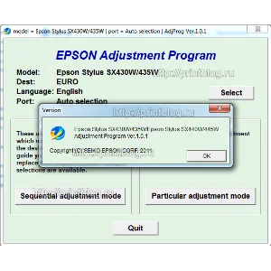 Adjustment program для Epson Stylus SX430W, SX435W