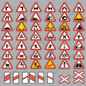 Дорожные знаки Украины – Предупреждающие, вектор