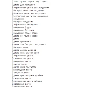 Ключевые слова по теме диеты-похудение 25400 слов