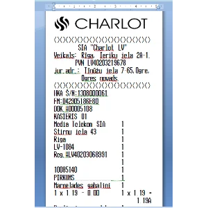 Чек Магазин Charlot Рига