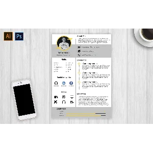 Шаблон резюме для мобильного разработчика / PSD & AI /