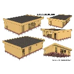 Проект каркасного дома с плоской крышей 12700х8000 мм