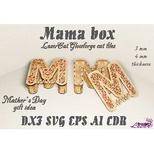 Шкатулка для мамы, макет для лазерной резки DXF CDR SVG