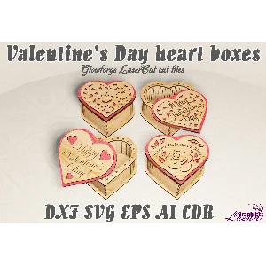 День Святого Валентина шкатулка макет для лазерн. резки