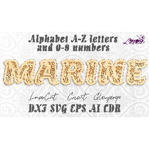 Морской алфавит буквы a-z, цифры 0-9 для лазерной резки