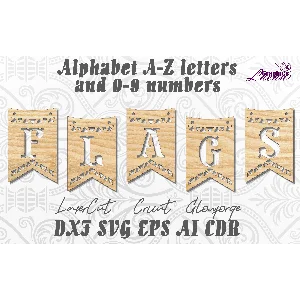 Алфавит Флаги буквы a-z, цифры 0-9 для лазерной резки