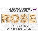 Роза алфавит буквы a-z, цифры 0-9 для лазерной резки