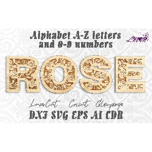 Алфавит Lucky буквы a-z, цифры 0-9 для лазерной резки