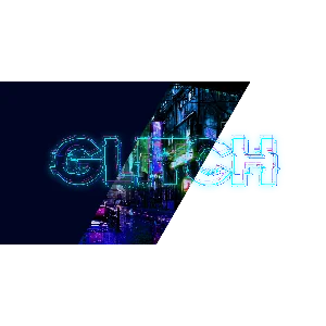 Неоновая glitch надпись для шапки канала или видео