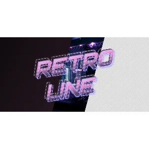 Неоновый 3д текст в ретро стиле для шапки канала